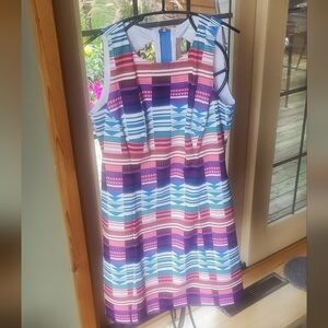 Melody Tam‎ Jade Sleeveless Colorful  Pocketed Lined Sz. L Dress